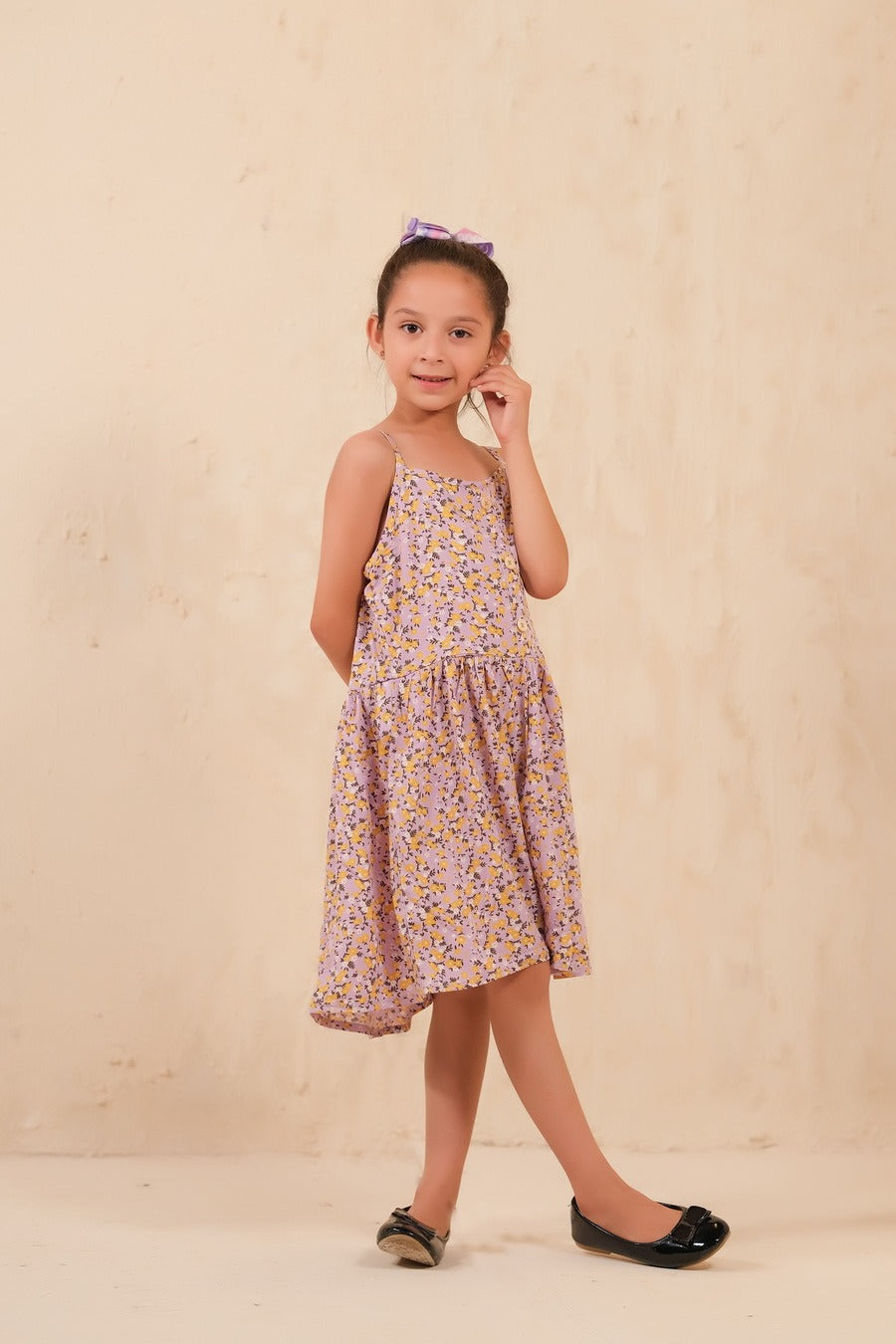 Allover Floral Print Frock  Purple