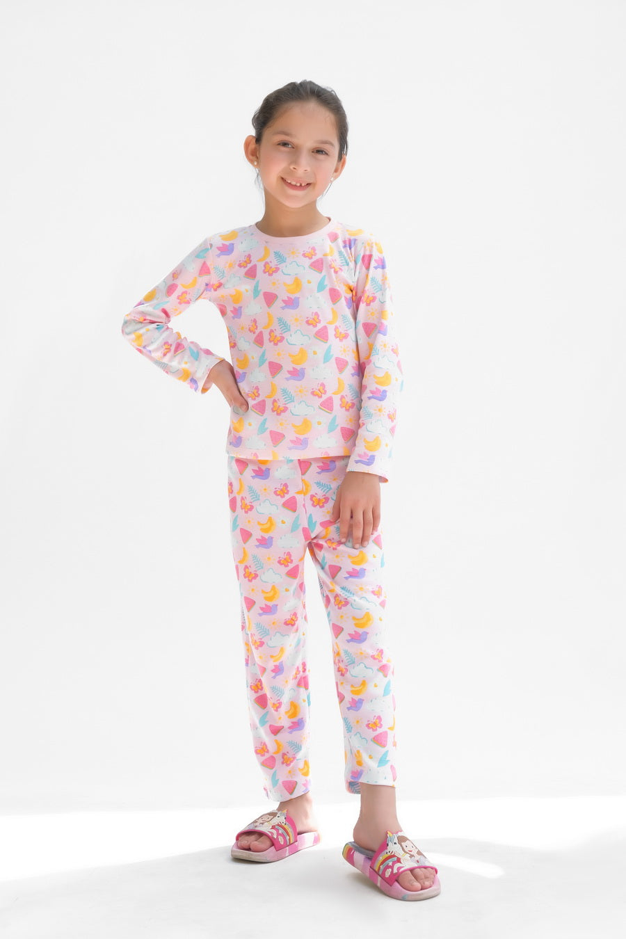 Premium Snug fit Nightsuit - Pink - Fruit