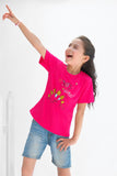 Party Saurus - Half Sleeves T-shirts For Kids - Dark Pink