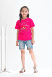 Party Saurus - Half Sleeves T-shirts For Kids - Dark Pink