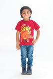 Stylish Dino - Half Sleeves T-shirts For Kids - Maroon