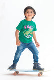 Skate all day - Half sleeves T-shirts For Kids - Green - SBT-340