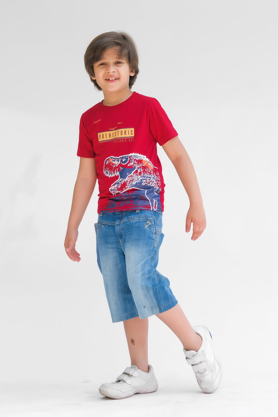 Prehistoric Volcanic Age - Half Sleeves T-shirts For Kids - Maroon