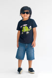Turtle Rocket - Half sleeves T-shirts For Kids - Black - SBT-347