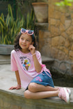 Icecream With Embroidery - Half sleeves T-shirts For Kids - Pink -