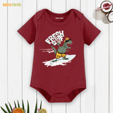 Fresh Surf Dino Print Half Romper For Kids - RBT-Maroon-D2