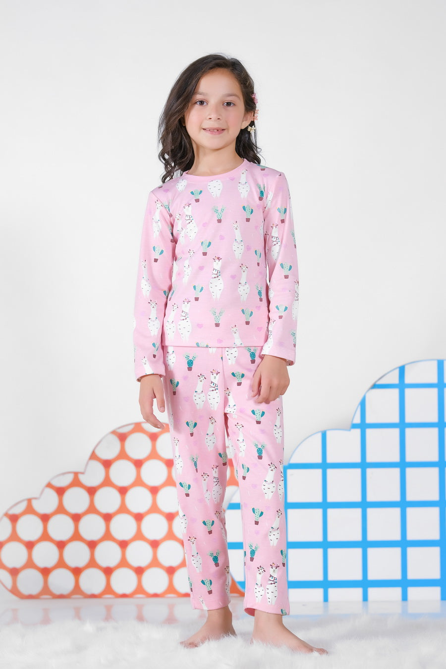 Premium Snug fit Nightsuit - Pink - Cactus and sheep