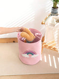 Rainbow Design Storage Laundry Basket Bin With Handles - Pink