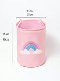 Rainbow Design Storage Laundry Basket Bin With Handles - Pink