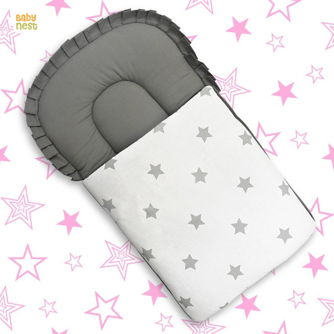Babynest Boutique Cotton Carry Nest & Sleeping Bag White Stars Print