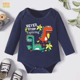 Never Stop Exploring - (Navy Blue) RBT 174 Full Sleeves Romper for Kids