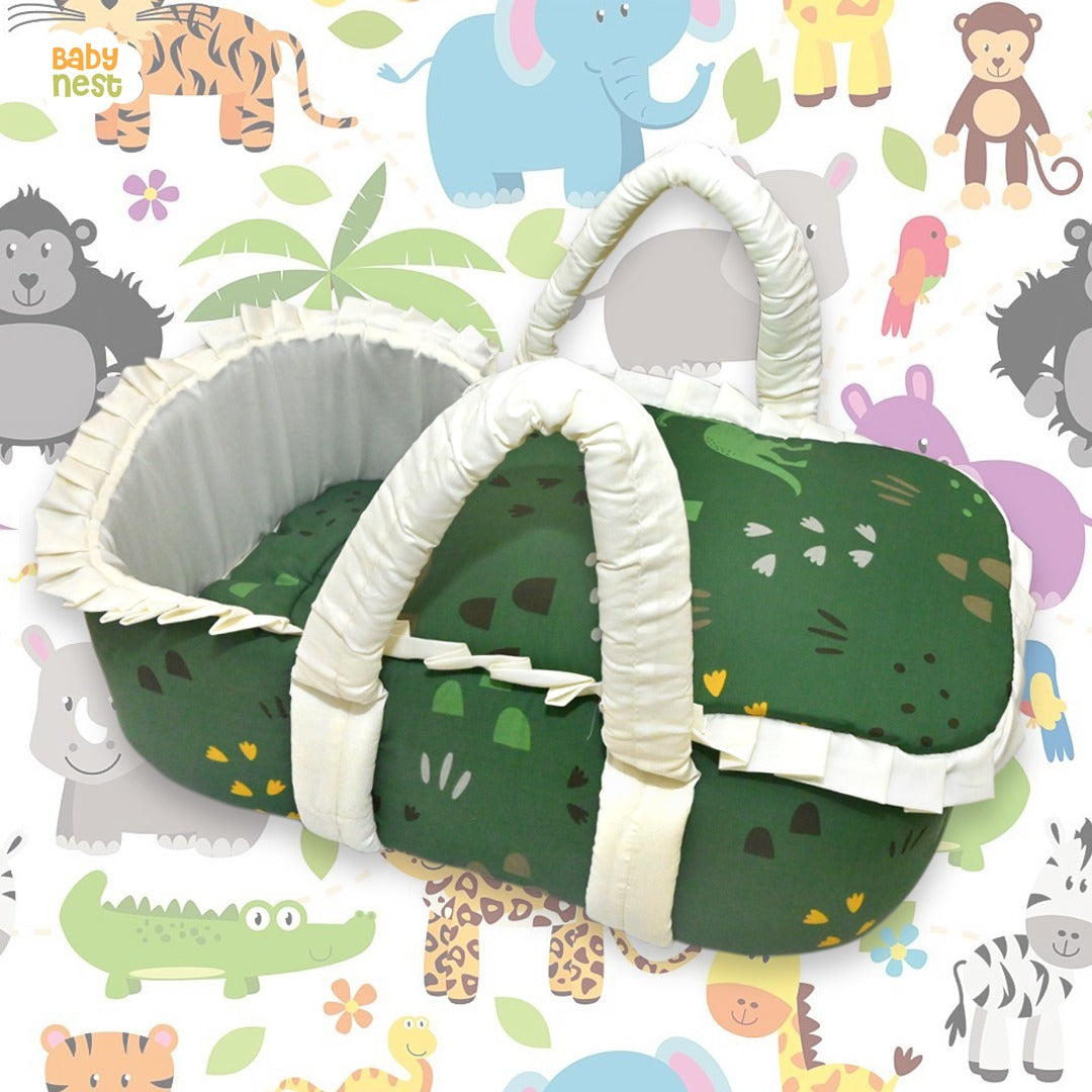 Babynest Boutique Cotton Carry Nest & Sleeping Bag Green Jungle Print