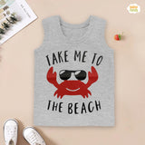 TAKE ME TO THE BEACH Summer-Printed Sandos for Boy - Light Gray