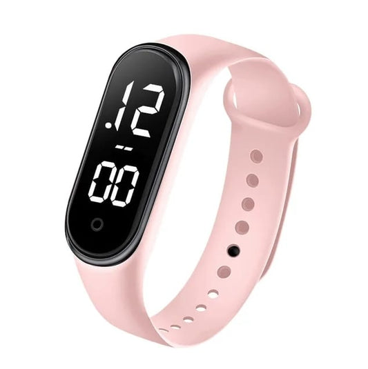 Sports watch - Led touch Display - Silicone Strap - Peach