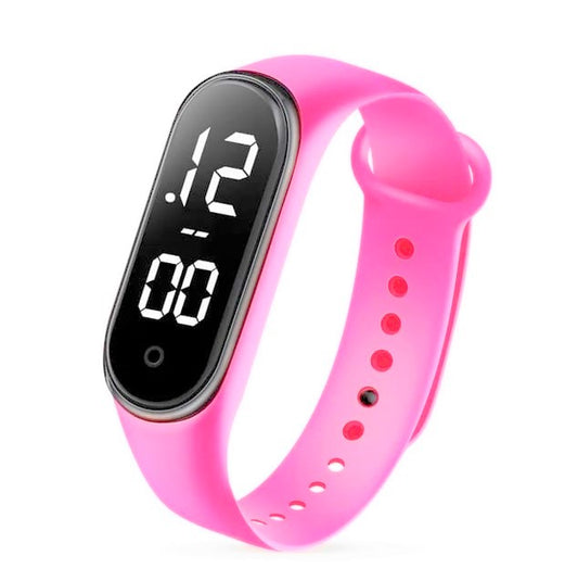 Sports watch - Led touch Display - Silicone Strap - Light Pink