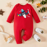 Baby Jumpsuit with cap  Airplane  Red