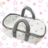 Babynest Boutique Cotton Carry Nest & Sleeping Bag Grey Stars Print