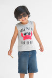 TAKE ME TO THE BEACH Summer-Printed Sandos for Boy - Light Gray