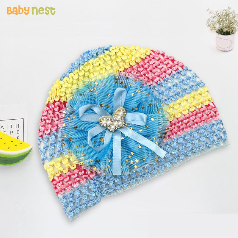 Baby Embroidered Fancy Cap For New Born - 0-36 Months - D8