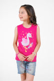 Love Flamingos Printed Sandos for Girls - Pink