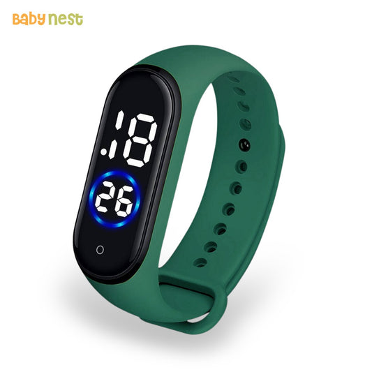 Sports watch - Led touch Display - Silicone Strap - Dark Green