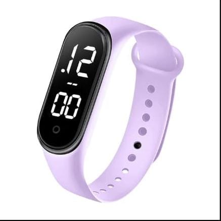 Sports watch Led touch Display Silicone Strap Light Purple