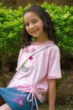 Cupcake with embroidery - Half sleeves T-shirts For Kids - Pink - SBT-361