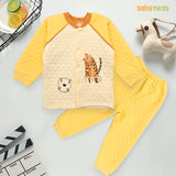 2 Piece Kids Full Sleeves Baby Bodysuit Tiger Design 2 -  Yellow-BNBKS-14