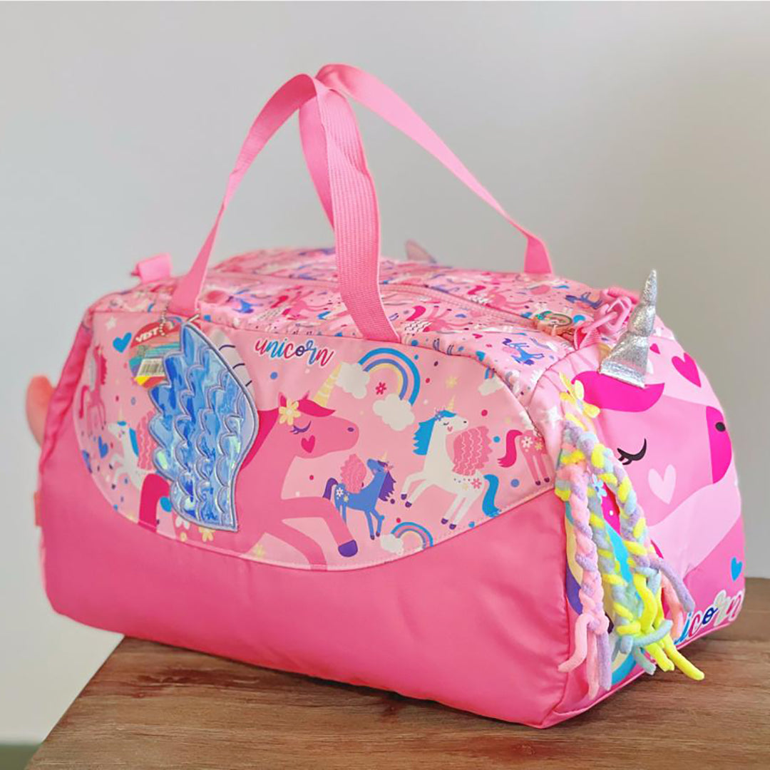 Aesthetic Trendy Cartoon Travel Bag - Pink Unicorn - Large