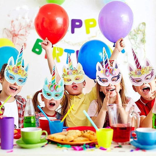 12Pcs Unicorn Paper Masks Unicorn Theme Party Supplies Kids Birthday Party Favors