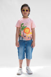 Animal Kingdom - Half Sleeves T-shirts For Kids - Light Pink