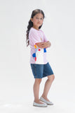 Big Unicorn Half Sleeves T-shirts for Kids - Light Pink