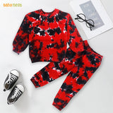 Full Sleeves Jogger Set - Tie Dye - Red Premium