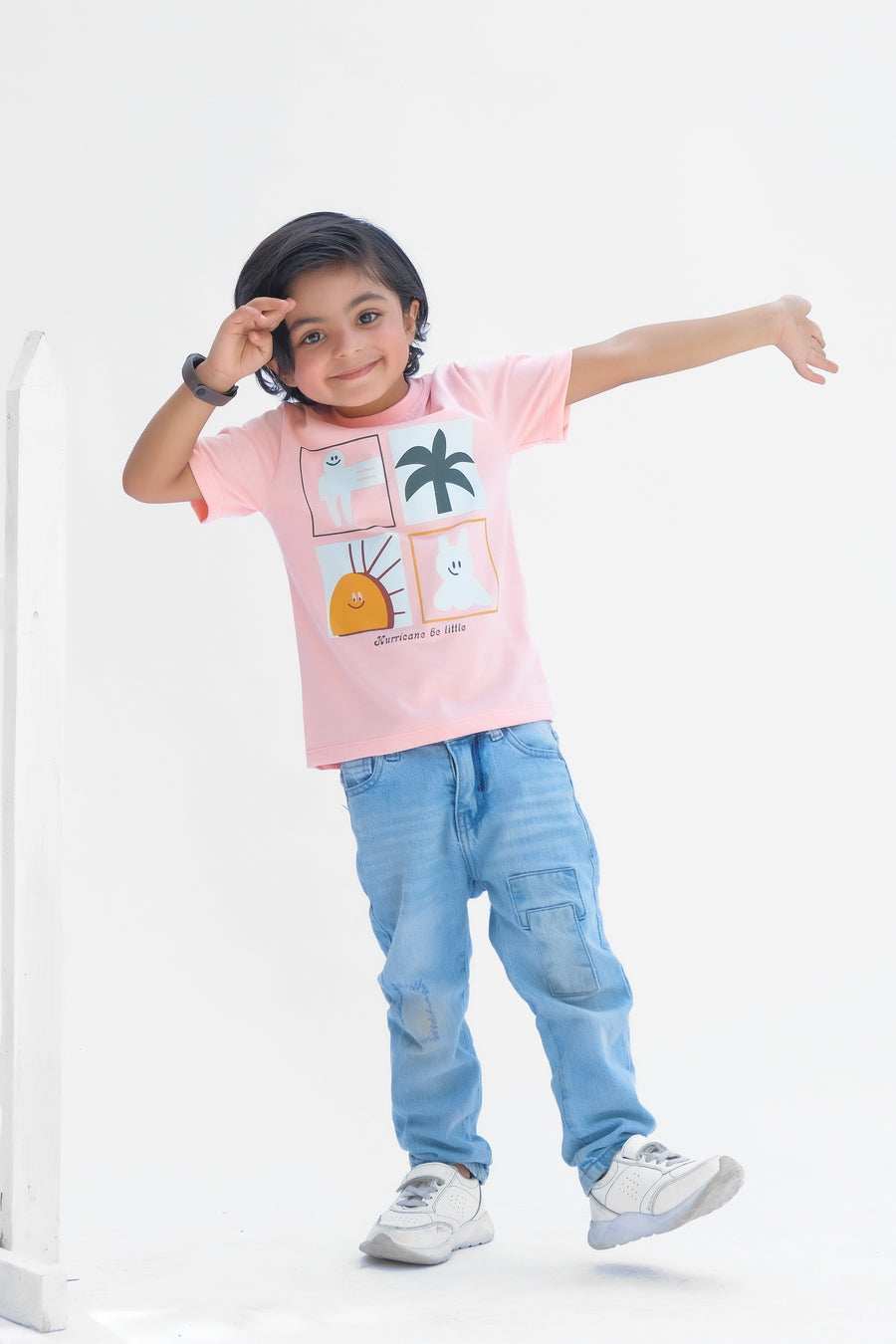 Hurricane Be Little  - Half Sleeves T-Shirts For Kids - Pink - SBT-356