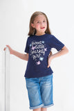 Sweet Little Sparkly Girls Half Sleeves T-shirts for Kids - Navy Blue