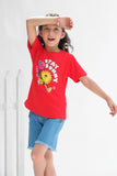 Stay Sunny - Half sleeves T-shirts For Kids - Red - SBT-349