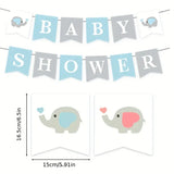 BABY SHOWER Gender Reveal Pull Flag - Elephant Model for Boy or Girl - Hanging Decoration for Baby Party