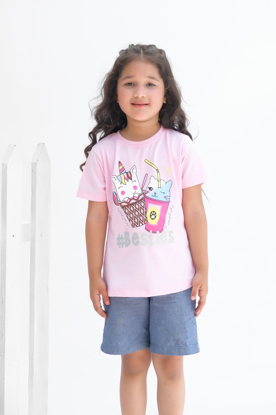Unicorn # besties - Half Sleeves T-shirts For Kids - Light Pink