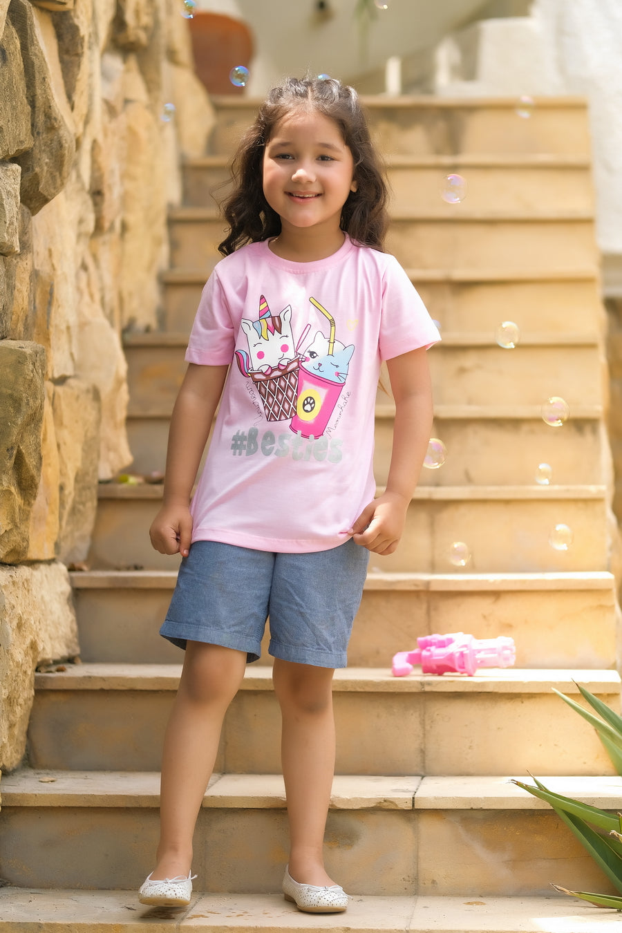 Unicorn # besties - Half Sleeves T-shirts For Kids - Light Pink