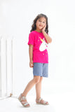The Unicorn Star  Half Sleeves T-shirts For Kids - Dark Pink