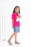 The Unicorn Star Half Sleeves T-shirts For Kids - Dark Pink