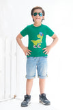 Cool Dino - Half sleeves T-shirts For Kids - Green - SBT-339