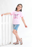 Enjoy The Summer Half Sleeves T-shirts For Kids - Pink