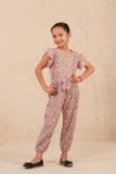 Allover Floral Print Jumpsuit - Pruple
