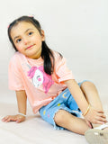 To be Unicorn Half Sleeves T-Shirts For Kids - Peach