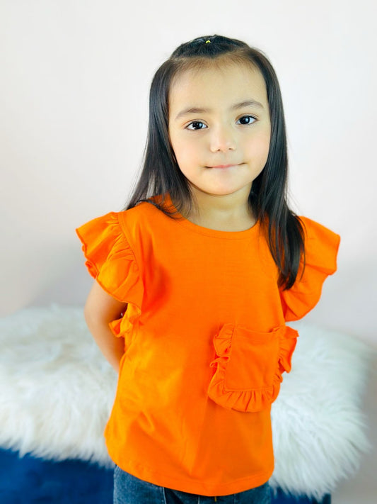 T-Shirts Baby Girl Cotton Short Sleeve Tee Summer Clothes for Girls Orange