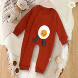 Sunny Egg Delight Full Sleeves Baby Jumpsuit - Rust