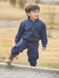 Navy - Mini Style Zip Up Fleece Tracksuit for Kids