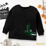 Embroidered Chomp Full Sleeves Sweatshirt for Kids - Black
