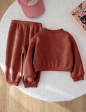 Rust - Mini Style Zip Up Fleece Tracksuit for Kids